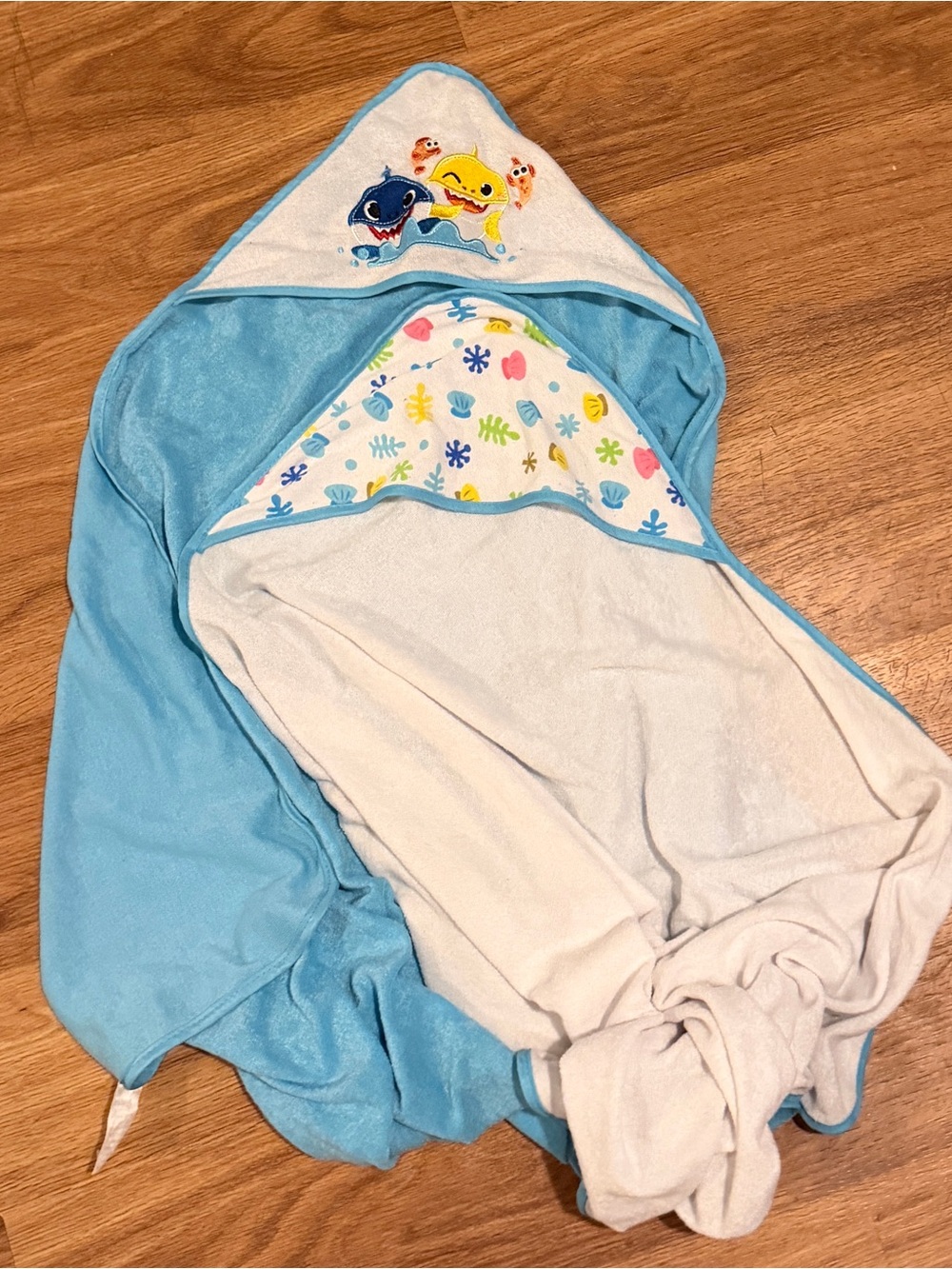 Blue Baby Hooded Towel with Ocean Print - Kids Pajama Accessory